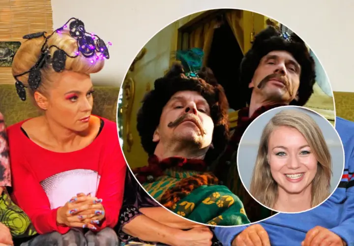 Anna Ilczuk z mężem w stylizacji na Kozaków. Kobieta ma ekstrawagancką fryzurę z lampkami.
