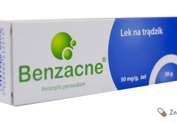 Opakowanie leku Benzacne, który jest zamiennikiem na trądzik. Żel 50 mg/g, 30 g.