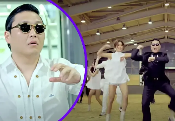 Psy w białej koszuli i w czarnym garniturze, tańczący w rytm "Gangnam Style". Tekst po polsku tego hitu zna każdy!