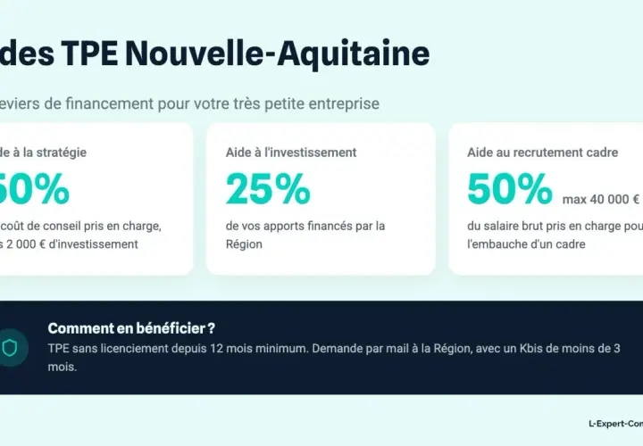 Aides TPE Nouvelle-Aquitaine : 50% pour la stratégie, 25% pour l'investissement, 50% pour le recrutement. Une tarification solidaire pour les TPE.