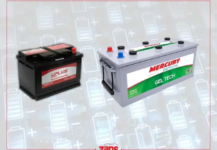 Dos baterías, una negra UPLUS AGM y una gris MERCURY GEL TECH, listas para tu moto.