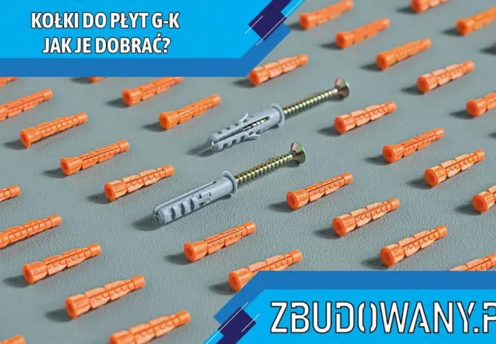 Pomarańczowe kołki do płyt gipsowych i dwa szare z wkrętami. Wytrzymałość kołków do płyt g-k jest kluczowa przy montażu.