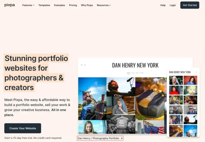Stwórz profesjonalne portfolio online, rozwijaj swój biznes fotograficzny z Pixpa. Łatwy sposób na prezentację prac.