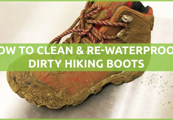 Learn how to clean waterproof shoes and restore their protection. This dirty hiking boot needs a good scrub!