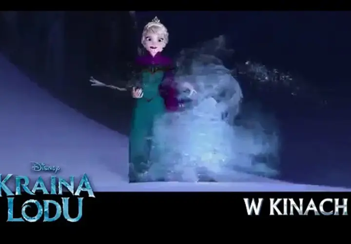Elsa z Krainy Lodu, czując "mam tę moc" po angielsku, tworzy lodową falę. W kinach!