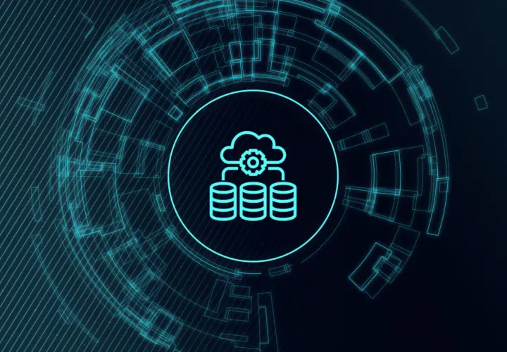 Icona stilizzata di cloud e database, simbolo di gestione dati e cloud computing. Il query significato informatica è la ricerca di informazioni.