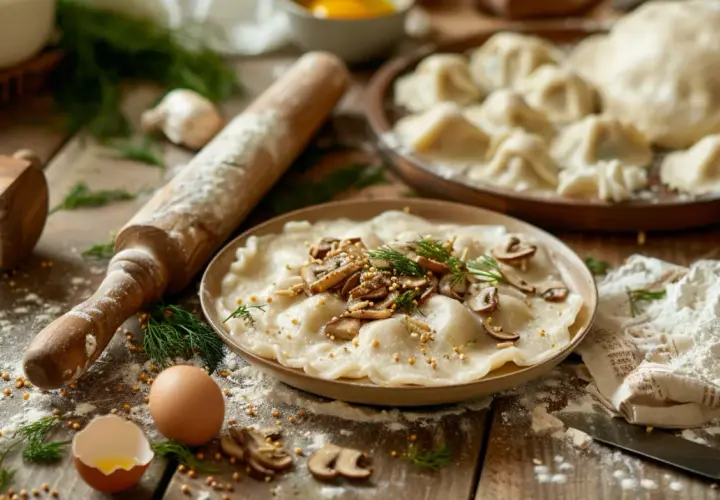 Pierogi z kaszą gryczaną i pieczarkami - kwestia smaku - przepis