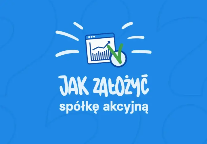 Jak założyć spółkę akcyjną? Grafika przedstawia wykres wzrostu i zielony znaczek potwierdzenia, symbolizujące sukces w biznesie.