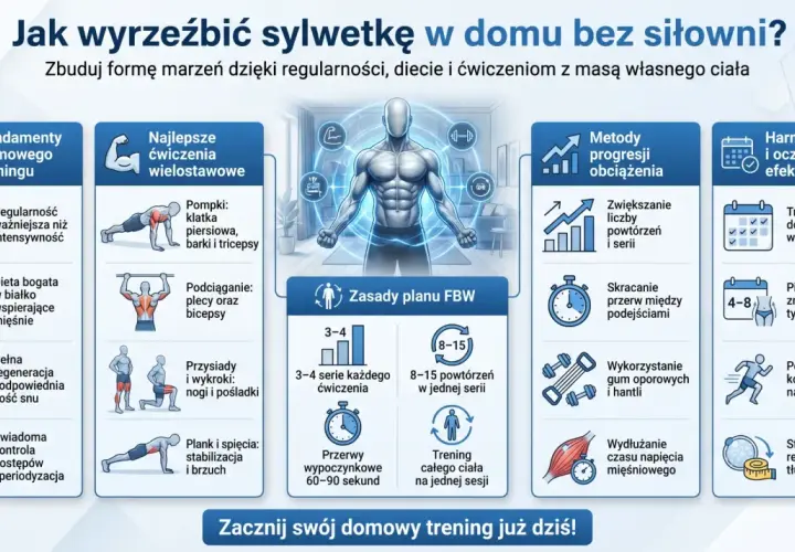 Jak wyrzeźbić sylwetkę w domu? Poradnik o treningu FBW, diecie i regeneracji. Zbuduj formę marzeń!