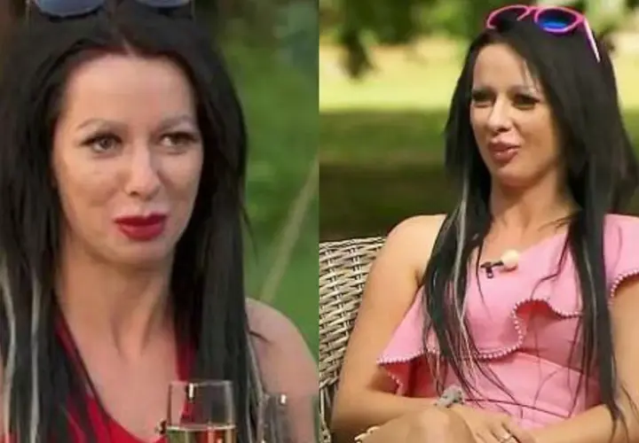 Jessica, rolnik szuka żony, w różowej sukience i z okularami na głowie, czeka na swojego wybranka.