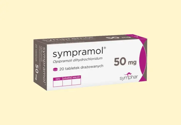 Opakowanie leku **sympramol** 50 mg, zawierające 20 tabletek drażowanych.