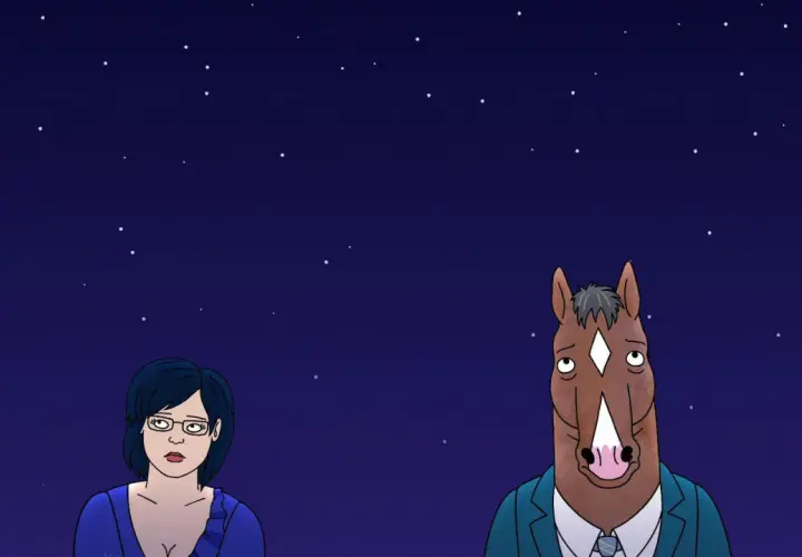 Pod gwiazdami Diane i BoJack, symbolizujący różnicę między szczęśliwym zakończeniem a zakończeniem słodko-gorzkim.