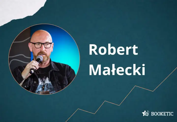 Robert Małecki, autor kryminałów, w okrągłym kadrze. Bernard Gross kolejność jego książek to temat dyskusji.