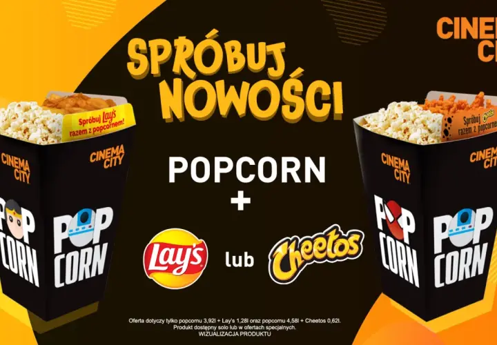 Cinema City: popcorn 3,92l z Lay's 1,28l lub 4,58l z Cheetos 0,62l. Sprawdź ceny!