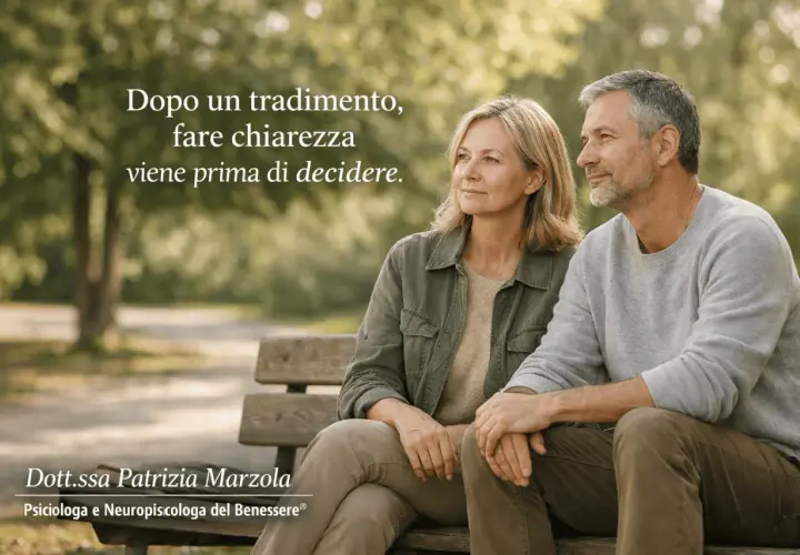 Coppia seduta su una panchina, pensierosa. Dopo un tradimento, quando si tradisce è finito l'amore, ma la chiarezza è il primo passo.