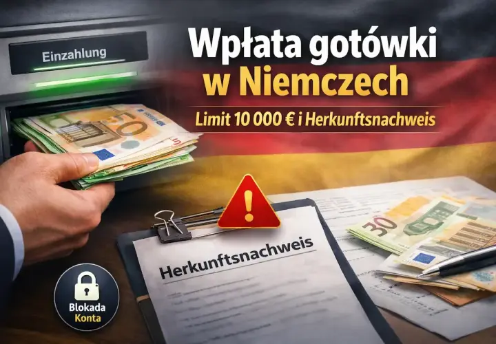 Wpłata gotówki w Niemczech: ile euro można przewieźć z Niemiec do Polski? Limit 10 000 € i dowód pochodzenia.