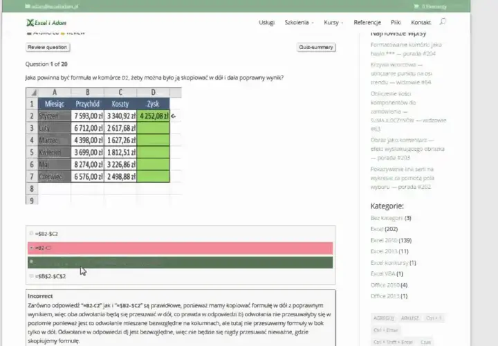 Jak zrobić quiz w Excelu - proste kroki i zaawansowane triki