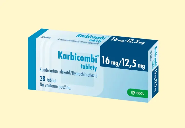Opakowanie leku Karbicombi 16 mg/12,5 mg, zawierające 28 tabletek.