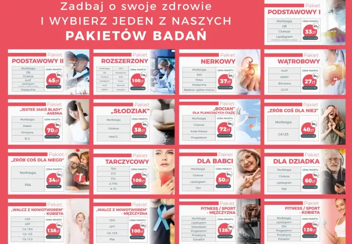 Zadbaj o zdrowie z naszymi pakietami badań laboratoryjnych - cennik diagnostyka. Wybierz pakiet dla siebie lub bliskich.