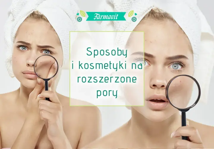 Dwie kobiety z ręcznikami na głowach oglądają swoje twarze przez szkło powiększające, pokazując rozszerzone pory.
