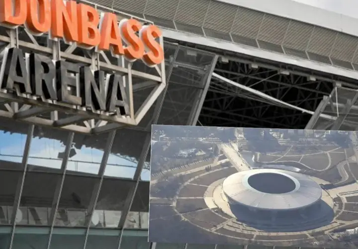 Widok na Donbass Arenę z bliska i z lotu ptaka.