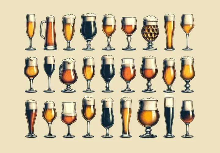 Vielfalt an Bierglas Arten: Von schlanken Tulpen bis zu bauchigen Krügen, jedes Glas präsentiert das Bier anders.