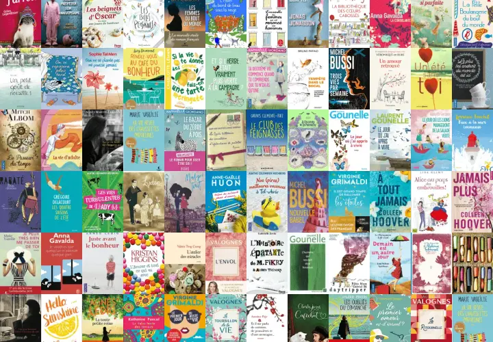 Un assortiment de couvertures de livres, dont le meilleur roman feel good.
