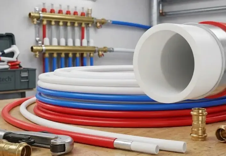 Rury PEX w różnych kolorach, narzędzia i złączki. Dowiedz się, jakie ciśnienie wytrzymuje rura PEX, by zapewnić bezpieczną instalację.