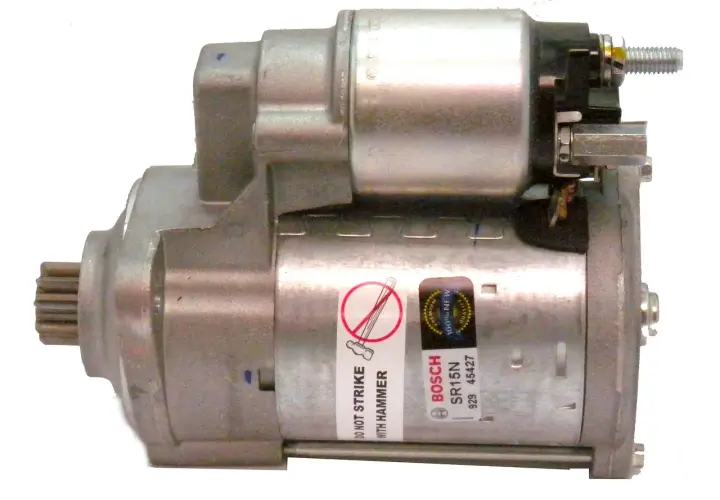 Motorino d'avviamento Bosch. Se il tuo blocchetto accensione rotto sintomi includono mancata accensione, questo potrebbe essere il colpevole.