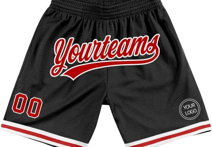 Czarne spodenki koszykarskie z napisem "Yourteams" i numerem "00". Idealne na boisko!