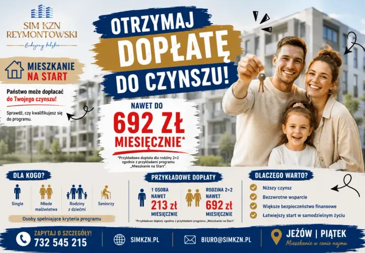 Rodzina z kluczami do mieszkania na start. Dopłata do czynszu nawet 692 zł miesięcznie. Sprawdź, czy się kwalifikujesz!