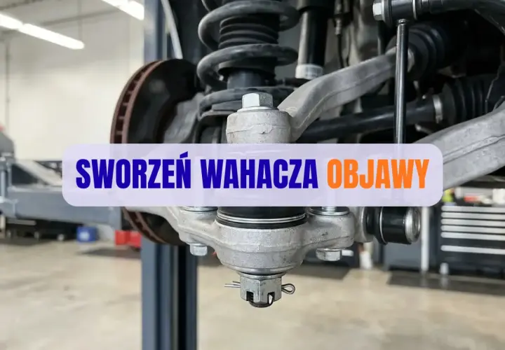 Widok na uszkodzony sworzeń wahacza i jego objawy.