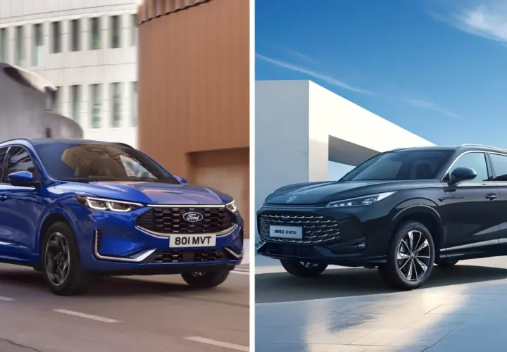 Porównanie SUV-ów: niebieski Ford Kuga i ciemny MG HS. Jaki silnik wybrać do Forda Kugi?