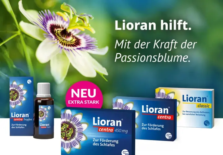 Lioran hilft mit der Kraft der Passionsblume. Die Wirkung auf die Psyche wird durch die beruhigenden Eigenschaften der Passionsblume unterstützt.