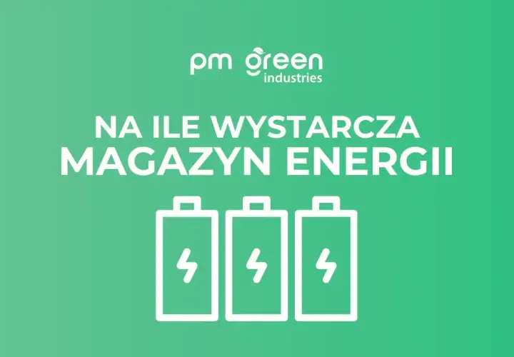 Na ile wystarczy magazyn energii 5 kW? Grafika z trzema ikonami baterii symbolizuje pytanie o pojemność magazynu energii.