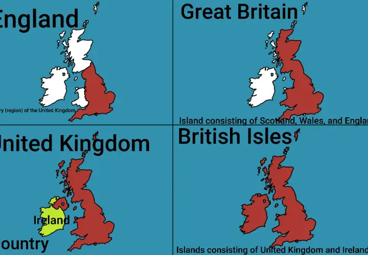 Mapy wyjaśniające, gb co to za kraj: Anglia, Wielka Brytania, Zjednoczone Królestwo i Wyspy Brytyjskie.