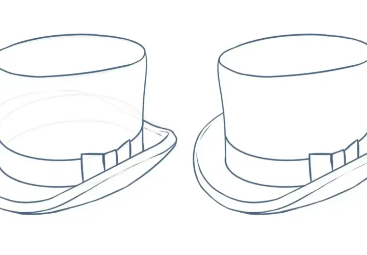 Dos sombreros de copa, uno con líneas internas para colorear. ¡Listos para darles vida con tus colores!