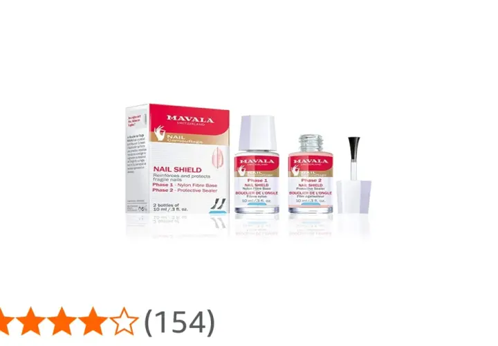 Mavala nagelförstärkare Nail Shield-kit med bas och sealer för att stärka sköra naglar.