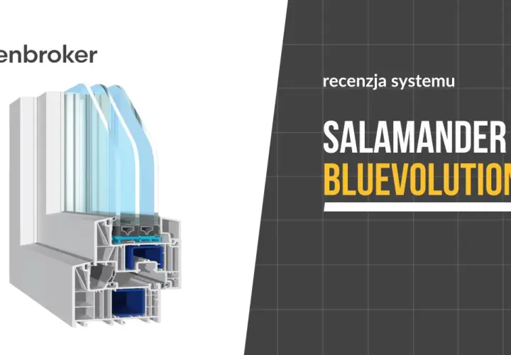 Przekrój okna Salamander Bluevolution 82, prezentujący jego budowę i system profili.