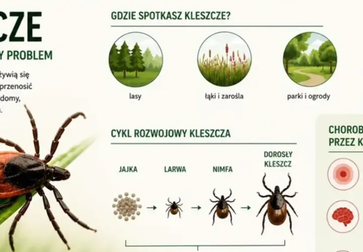 Kleszcze, które przyciągają do lasów, łąk i ogrodów, przenoszą groźne choroby jak borelioza.