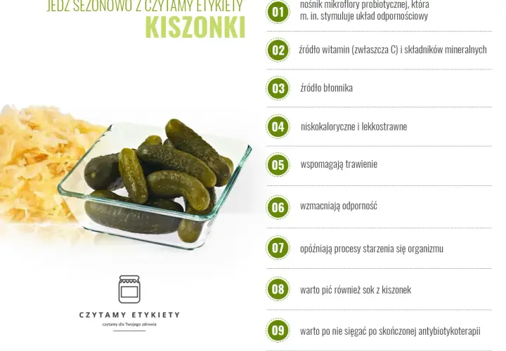 Kiszonki, jak kapusta kiszona, są zdrowe: bogate w probiotyki, witaminy i błonnik, wspierają trawienie i odporność.