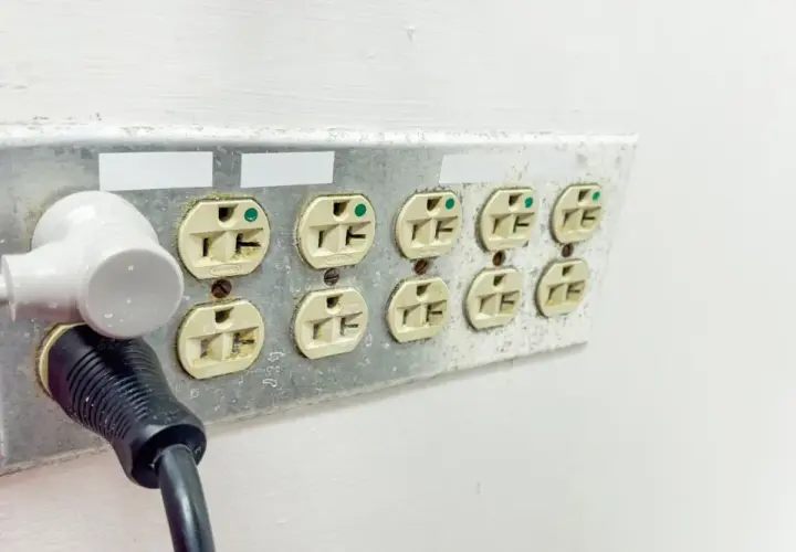 Wtyczki podłączone do gniazdka elektrycznego, pokazujące, jak podłączyć oświetlenie z gniazdka.