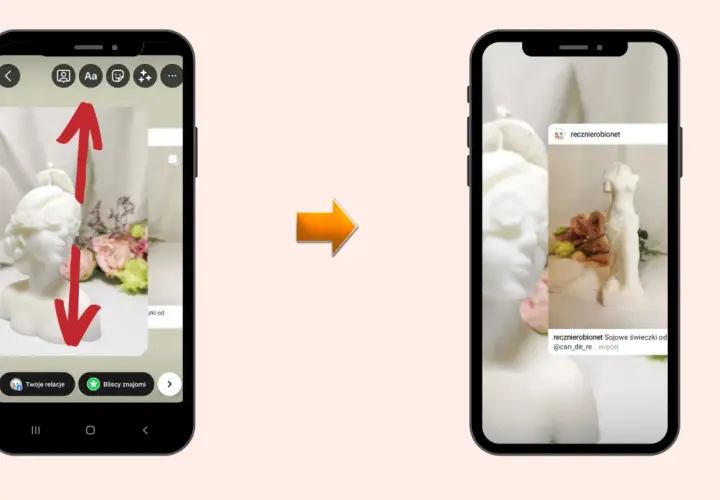 Jak udostępnić czyjąś relację na Instagramie? Zobacz, jak łatwo możesz podzielić się ciekawą treścią, np. piękną świeczką.