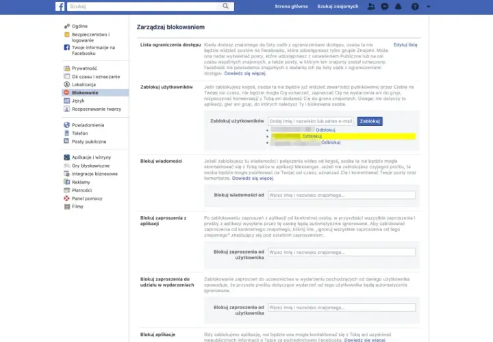 Zarządzaj blokowaniem na Facebooku: jak odblokować kogoś, zablokować wiadomości, zaproszenia z aplikacji i wydarzeń.