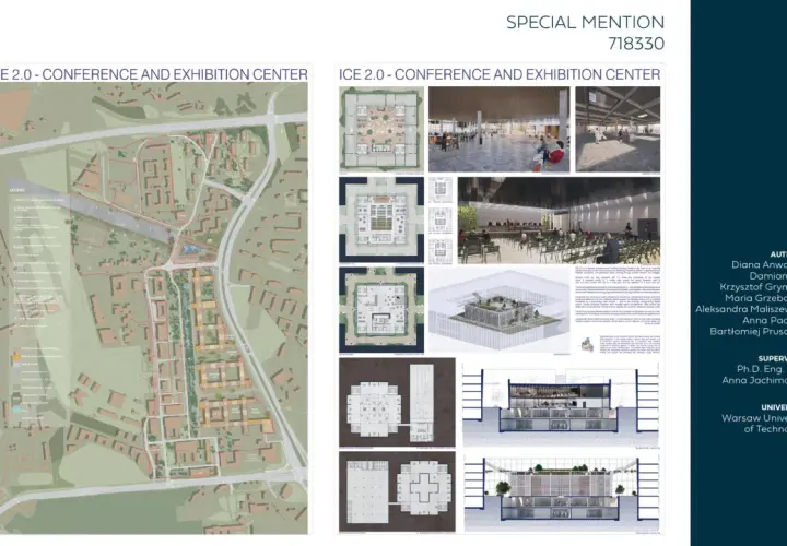 Projekt ICE 2.0 - Centrum Konferencyjno-Wystawiennicze, wyróżniony jako honorable mention po polsku.