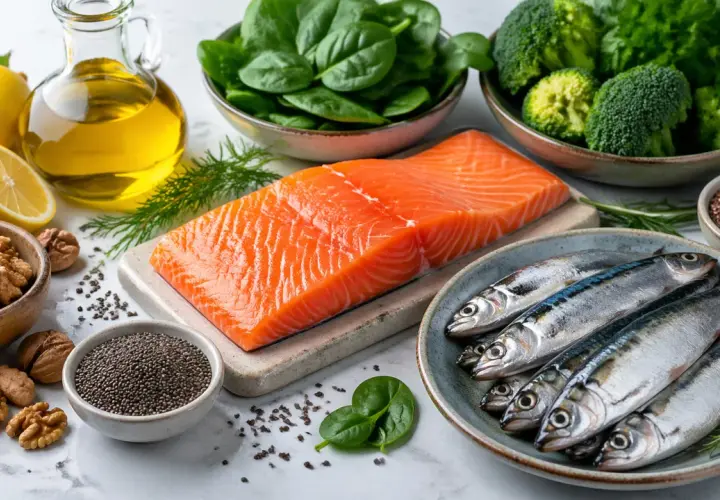 Salmone, sardine, noci, semi di chia e lino: un tripudio di omega 3 alimenti per una dieta sana.