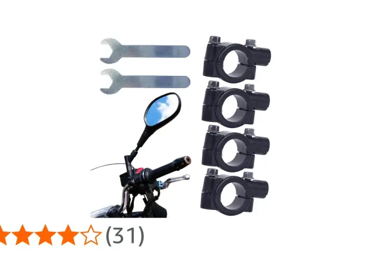 Kit per il montaggio di specchietti su moto: include chiavi e supporti specchietto moto neri.