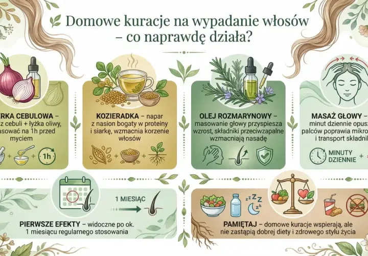 Babcine sposoby na wypadanie włosów: wcierka cebulowa, napar z kozieradki, olej rozmarynowy i masaż głowy. Pamiętaj o diecie!