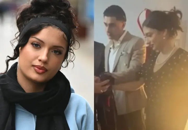 Viki Gabor w eleganckim stroju, obok niej mężczyzna w garniturze. Czy to zapowiedź ślubu?