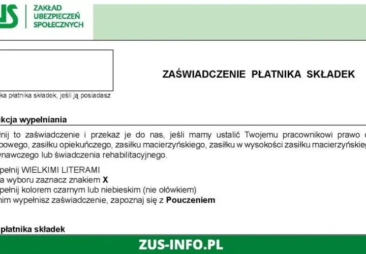 Zaświadczenie Z-3 dla płatnika składek, instrukcja wypełniania.